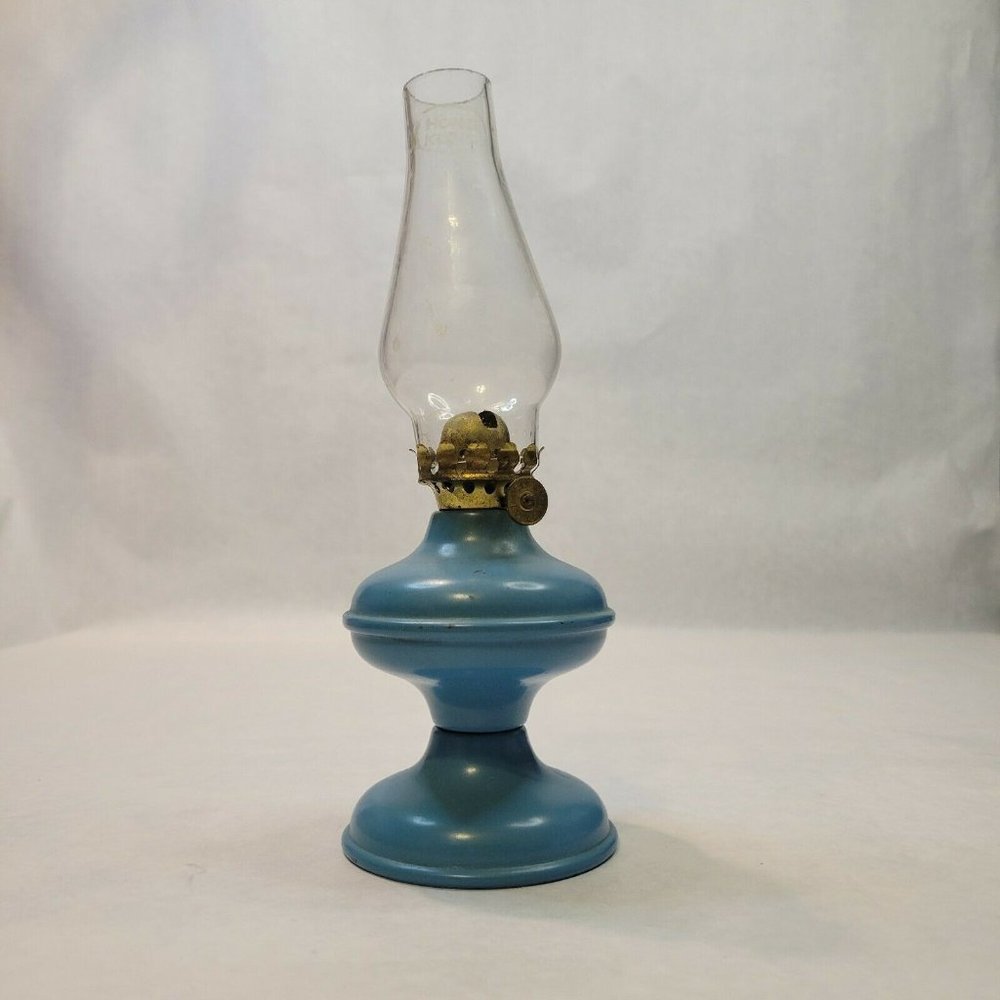 BLUE OIL LAMP ~ P&A Mfg Co Acorn ~ Miniature Metal ~ Early 1900s P & A